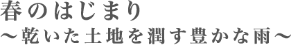 春のはじまり ～乾いた土地を潤す豊かな雨～